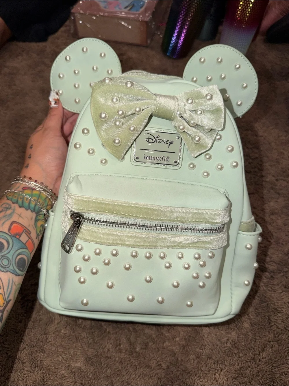 Disney Loungefly Mint Pearl backpack and wallet